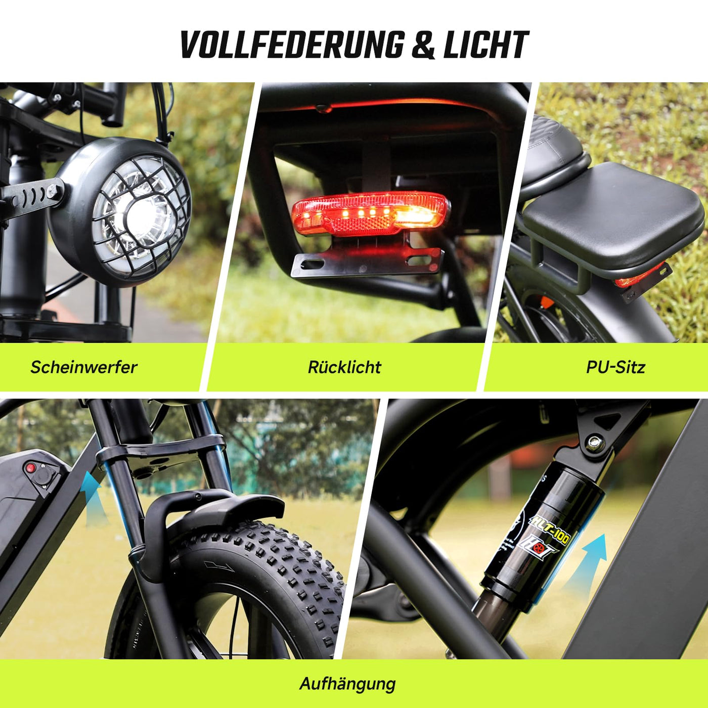 SISIGAD E Bikes Mountainbike Fatbike 20 Zoll Elektrofahrrad Herren Damen Elektro Fahrrad mit LCD Display und App, E Fatbike 36V 13Ah Batterie 250W Motor 25km/h E Fahrrad
