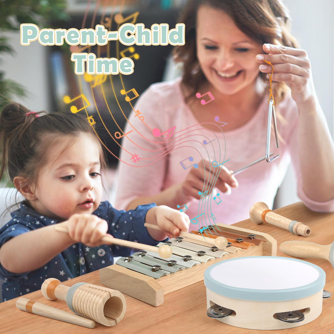 Musikinstrumente für Kinder Kinderspielzeug ab 3 Jahre holzspielzeug Trommel Xylophone für Kinder Baby Musikspielzeug Montessori Spielzeug ab 3 Jahre