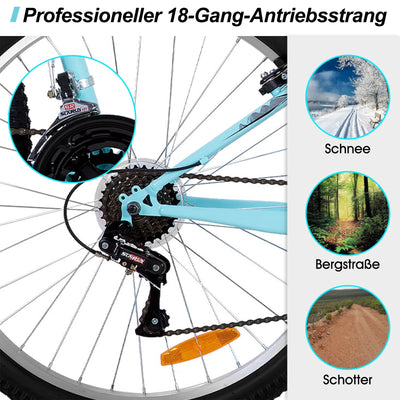 HILAND 26 Zoll Mountainbike für Frauen, 18-Gang Schaltung, Damen Mountainbike mit V-Bremsen, Robustes MTB für Frauen, Grün