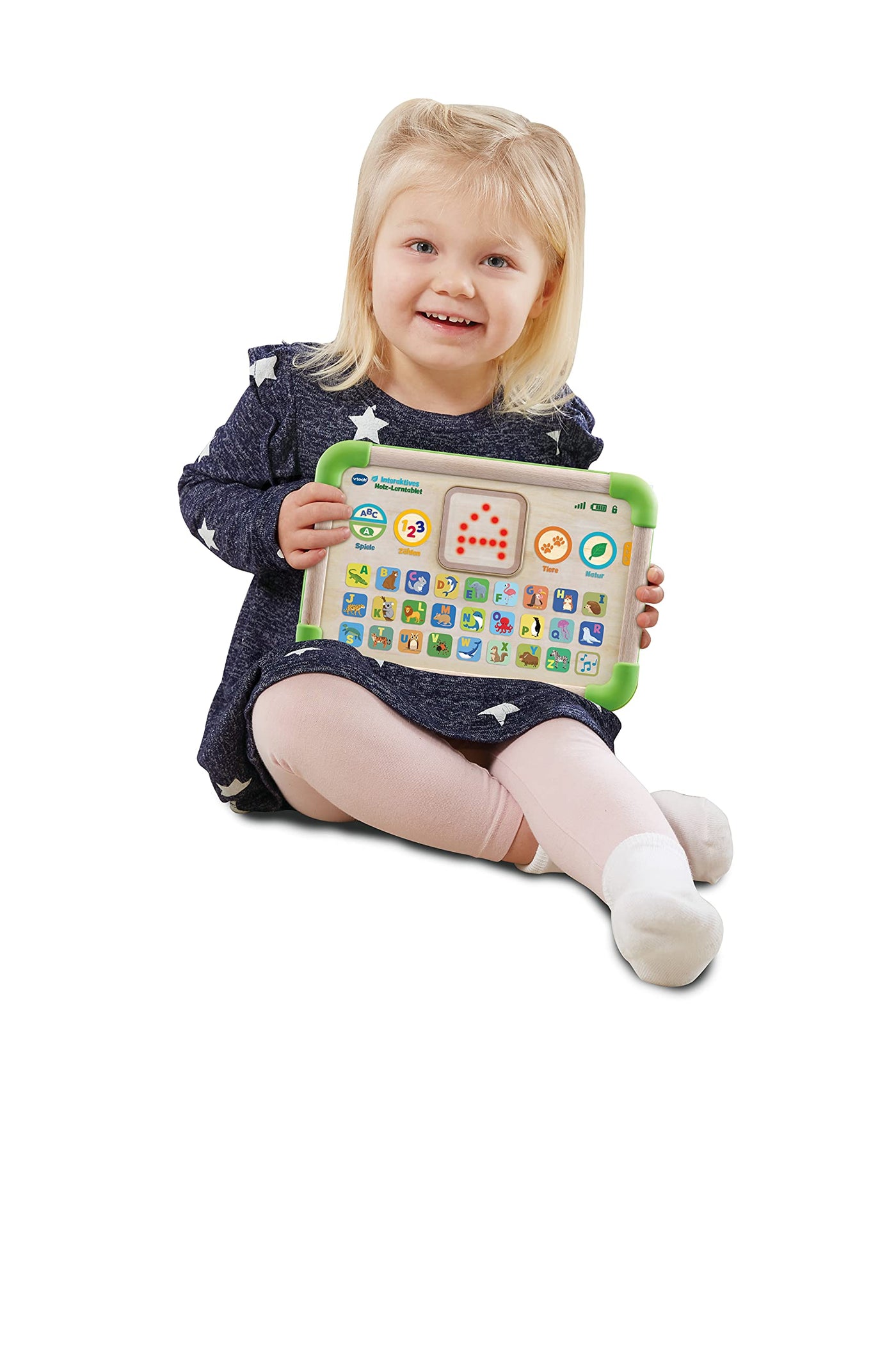 Vtech Baby Interaktives Holz-Lerntablet – Umweltfreundliches Kindertablet aus FSC®-zertifiziertem Holz – Leuchtende Touch-Oberfläche und Verschiedene Spielmodi – Für Kinder von 1-4 Jahren