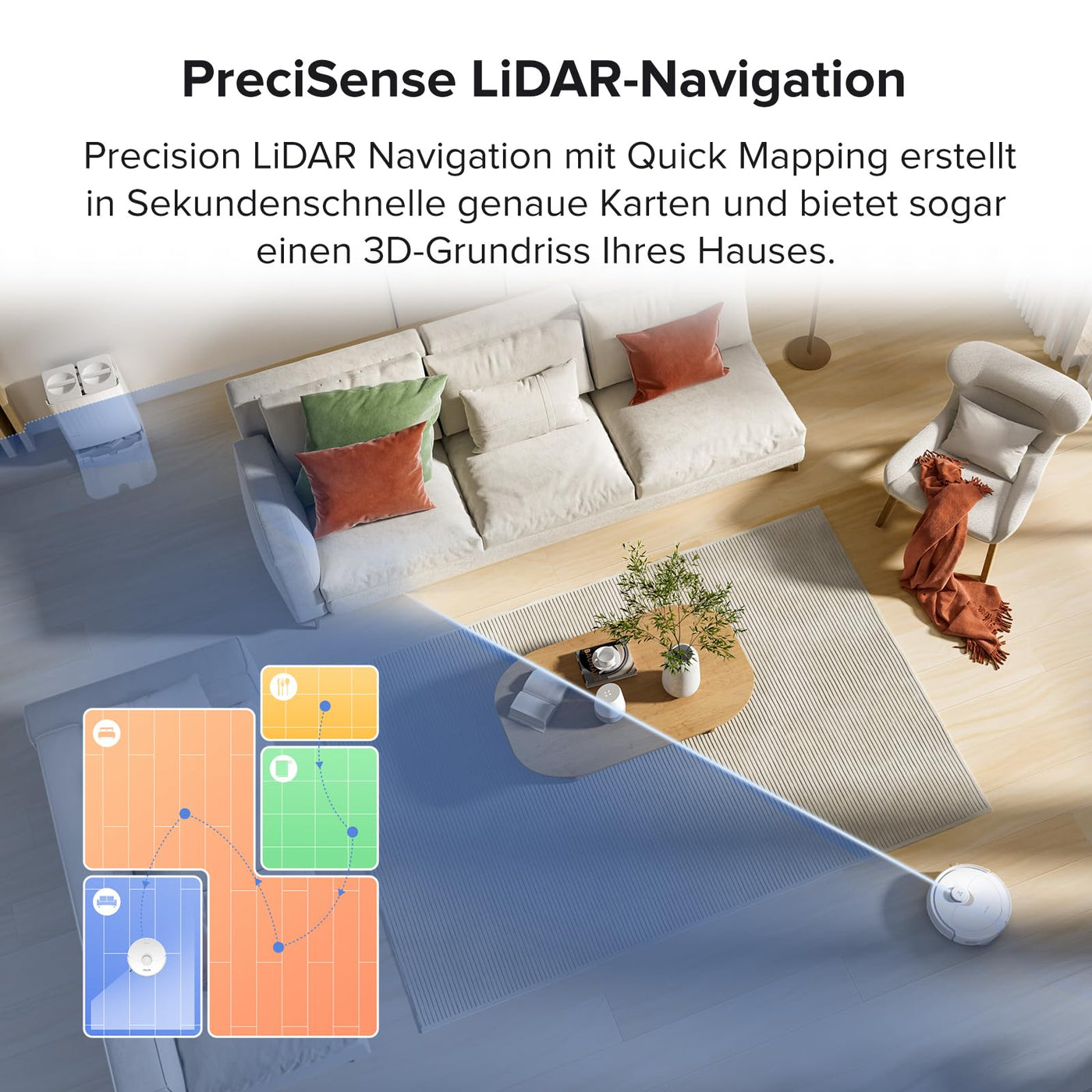 roborock Qrevo Saugroboter mit Wischfunktion, 5500Pa Saugkraft, 3D-Kartierung, Doppeldrehmopps Wischroboter-Weiß (Generalüberholt)