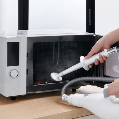 Midea MSM2115WW Dampfbesen, 10 in 1 Dampfreiniger, tötet 99,9% der Bakterien ohne chemische Rückstände, erfüllt verschiedene Reinigungsszenen; Weiß und Silber