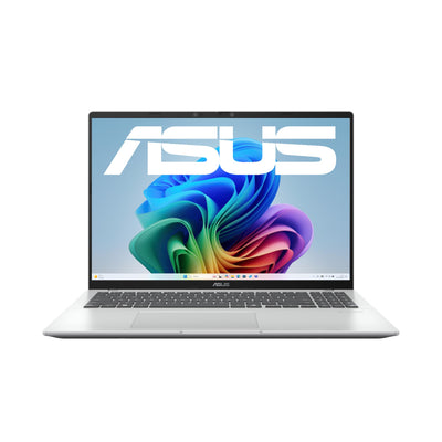 ASUS Vivobook 16 X1607QA Laptop | Copilot+ PC | 16" WUXGA IPS Display | Snapdragon X X1-26-100 | 16GB RAM | 512GB SSD | QC Adreno GPU | Win11 Home | QWERTZ | Cool Silver