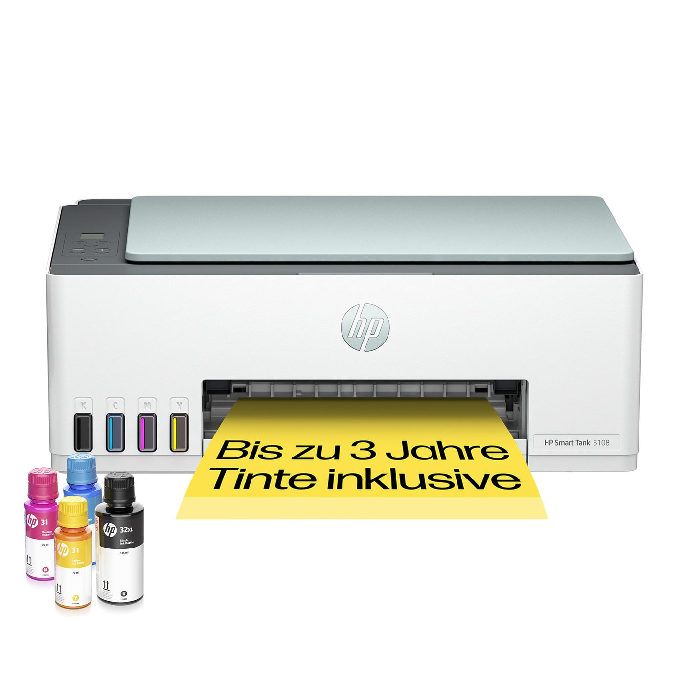 HP Smart Tank 5108 3-in-1 Multifunktionsdrucker (WLAN; Mobiles Drucken) – 3 Jahre Tinte inklusive, 3 Jahre Garantie, großer Tintentank, hohe Reichweite, Drucken in hoher Qualität