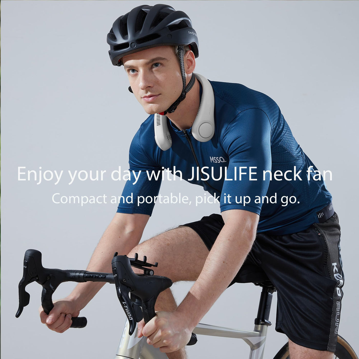 JISULIFE Tragbarer Hals-Ventilator, Hands Free Bladeless Fan, 4000 mAh Batteriebetriebener Tragbarer Persönlicher Ventilator, USB-Betriebener Schreibtisch-Ventilator, 5 Geschwindigkeiten - Grau