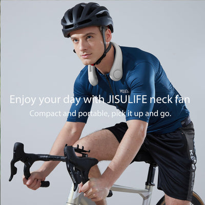 JISULIFE Tragbarer Hals-Ventilator, Hands Free Bladeless Fan, 4000 mAh Batteriebetriebener Tragbarer Persönlicher Ventilator, USB-Betriebener Schreibtisch-Ventilator, 5 Geschwindigkeiten - Grau