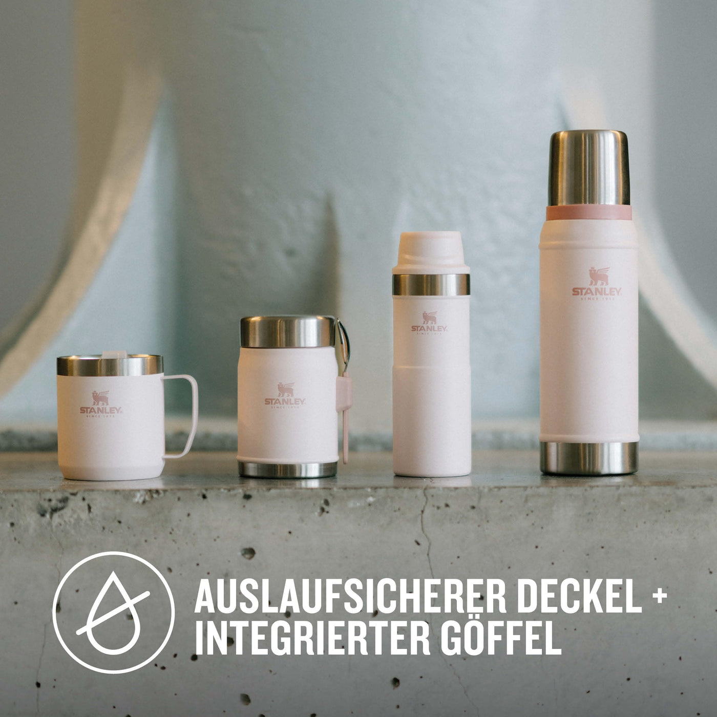 Stanley Classic Legendary Thermobehälter für Essen mit Göffel 400 ml - Hält 7 Stunden Heiß oder Kalt - Edelstahl Warmhaltebehälter Essen - BPA-Frei - Spülmaschinenfest - Rose Quartz