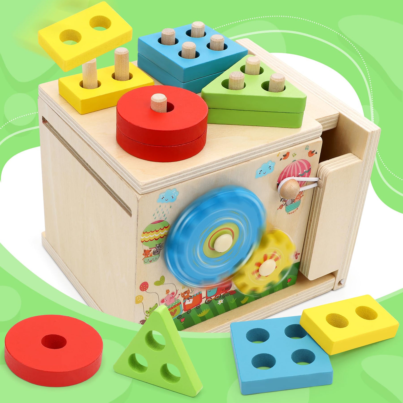 COOLJOY Montessori Spielzeug Ab 1 Jahr | Holzspielzeug Motorikspielzeug Ab 1 Jahr | 8-IN-1 STEM Geschenk Für Jungen Und Mädchen 2 3 4 Jahren