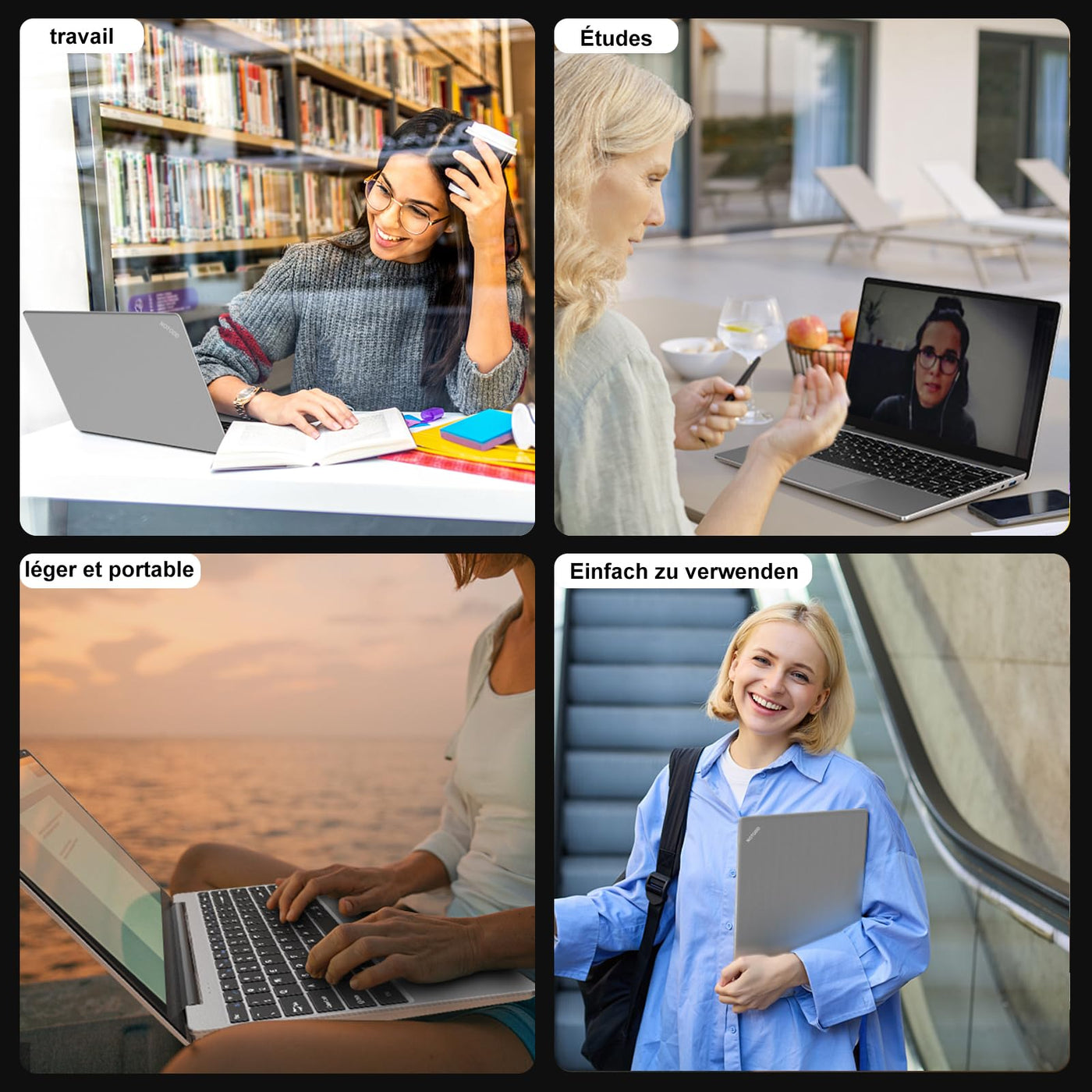 NOTODD 2025 Laptop 14 Zoll Win 11 Pro 6GB RAM 256GB SSD Unterstützung 1TB (TF 1TB) Notebook Celeron N4020 (bis2.8GHz) 5000mAh 1920x1080p WiFi Deutscher Tastaturschutz und kabellose Maus-Grey