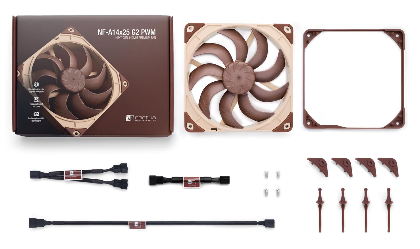 Noctua NF-A14x25 G2 PWM, leiser 140mm PC-Lüfter in Premium-Qualität, 4-Pin (Braun)