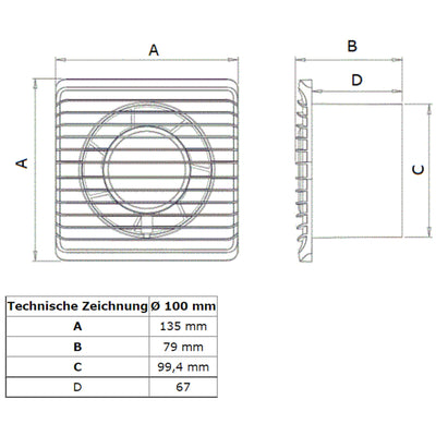 MKK Badlüfter Wohnraumlüfter Ø100 Leiser Betreib Standard IPX2 8 Watt Zuluft Abluft Weiß