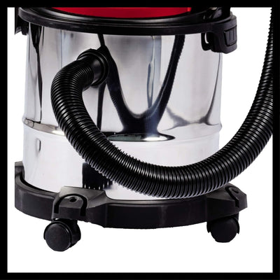 Einhell TC-VC 1812 S Nass-Trockensauger (1.250 W Leistung, 36mm Schlauchsystem, 12 l Edelstahlbehälter, Schaumstofffilter, umfangr. Düsenzubehör), Rot, Schwarz, Weiss