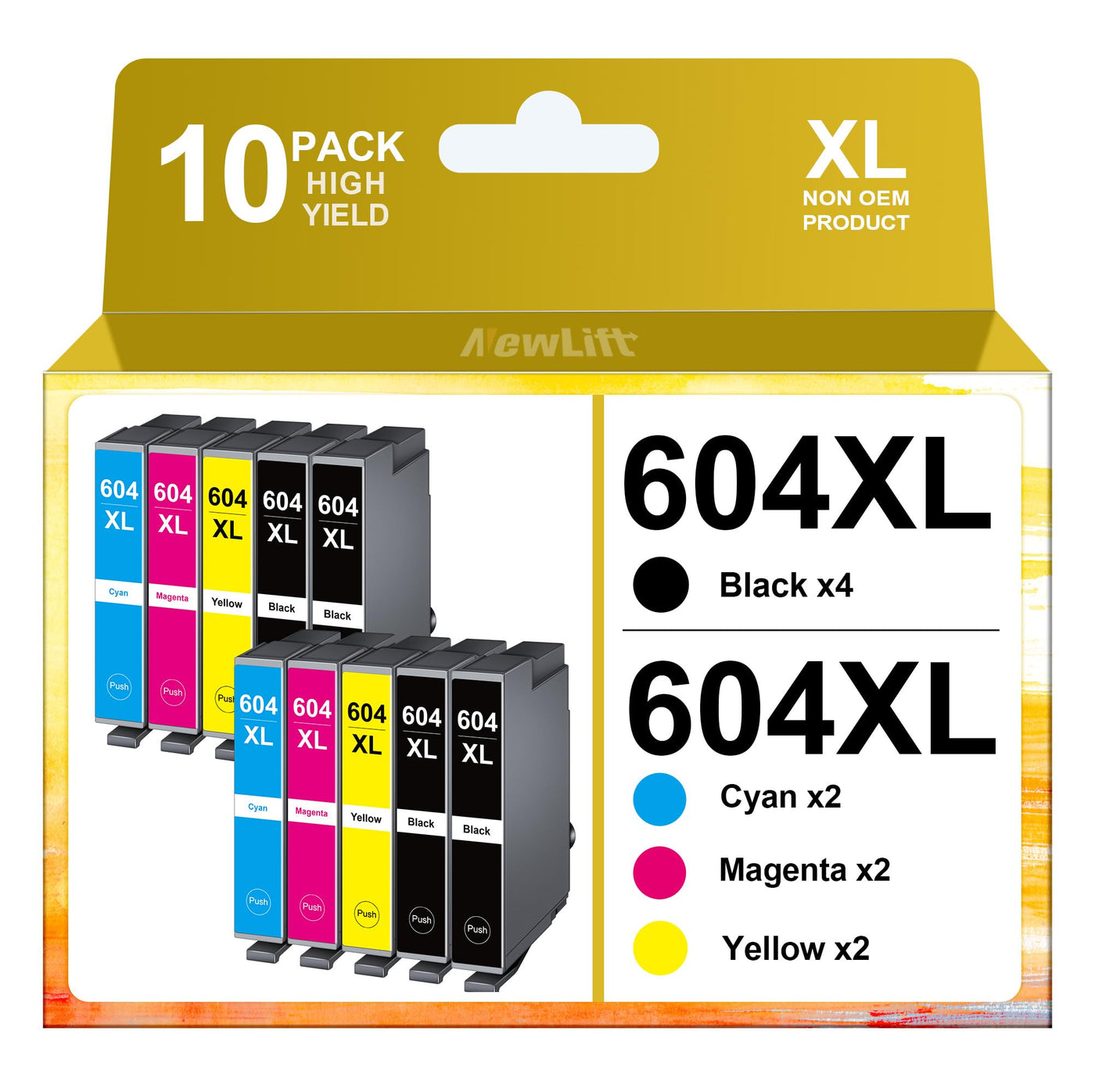 NewLift 604XL Druckerpatronen Kompatibel für Epson 604 Patronen Epson 604XL für Expression Home XP-2205 XP-3200 XP-4200 XP-4205 XP-3205 Workforce WF 2935 WF 2930 (10er-Pack)