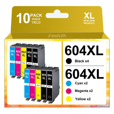 NewLift 604XL Druckerpatronen Kompatibel für Epson 604 Patronen Epson 604XL für Expression Home XP-2205 XP-3200 XP-4200 XP-4205 XP-3205 Workforce WF 2935 WF 2930 (10er-Pack)
