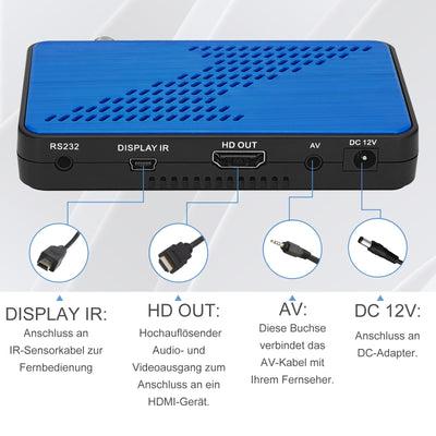 WEDETIAN Mini Sat Receiver DVB-S2 Digital Satelliten Receiver Full HD 1080p (Sat DVB-S/S2, HDTV, HDMI, USB Mediaplayer, vorinstallierte Programmliste, Sleeptimer, Nahbedienung am Gerät, Fernbedienung)