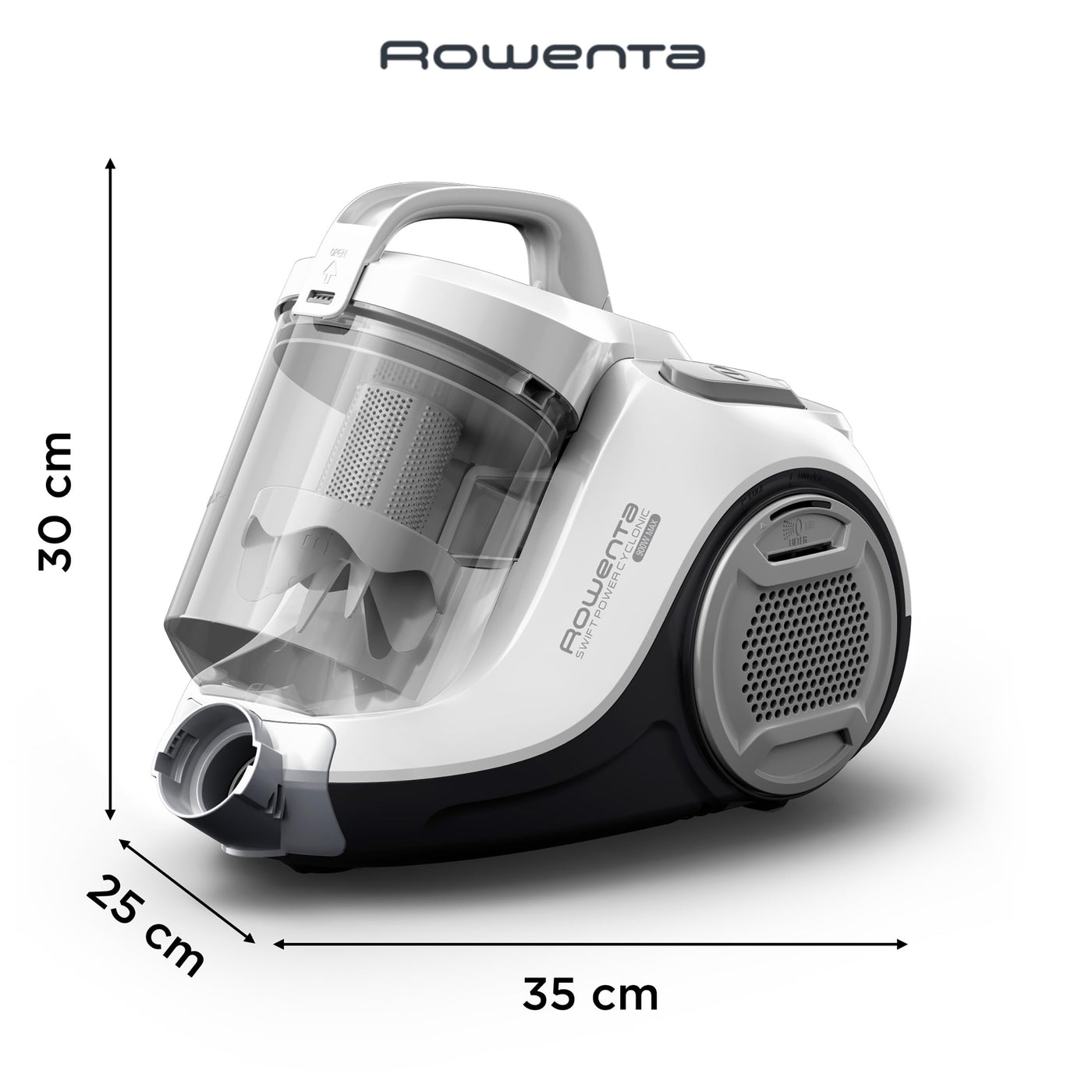 Rowenta RO2917 Swift Power Cyclonic, Bodenstaubsauger ohne Beutel, Weiß, 900 W, 1.2 liters, 77 Dezibel