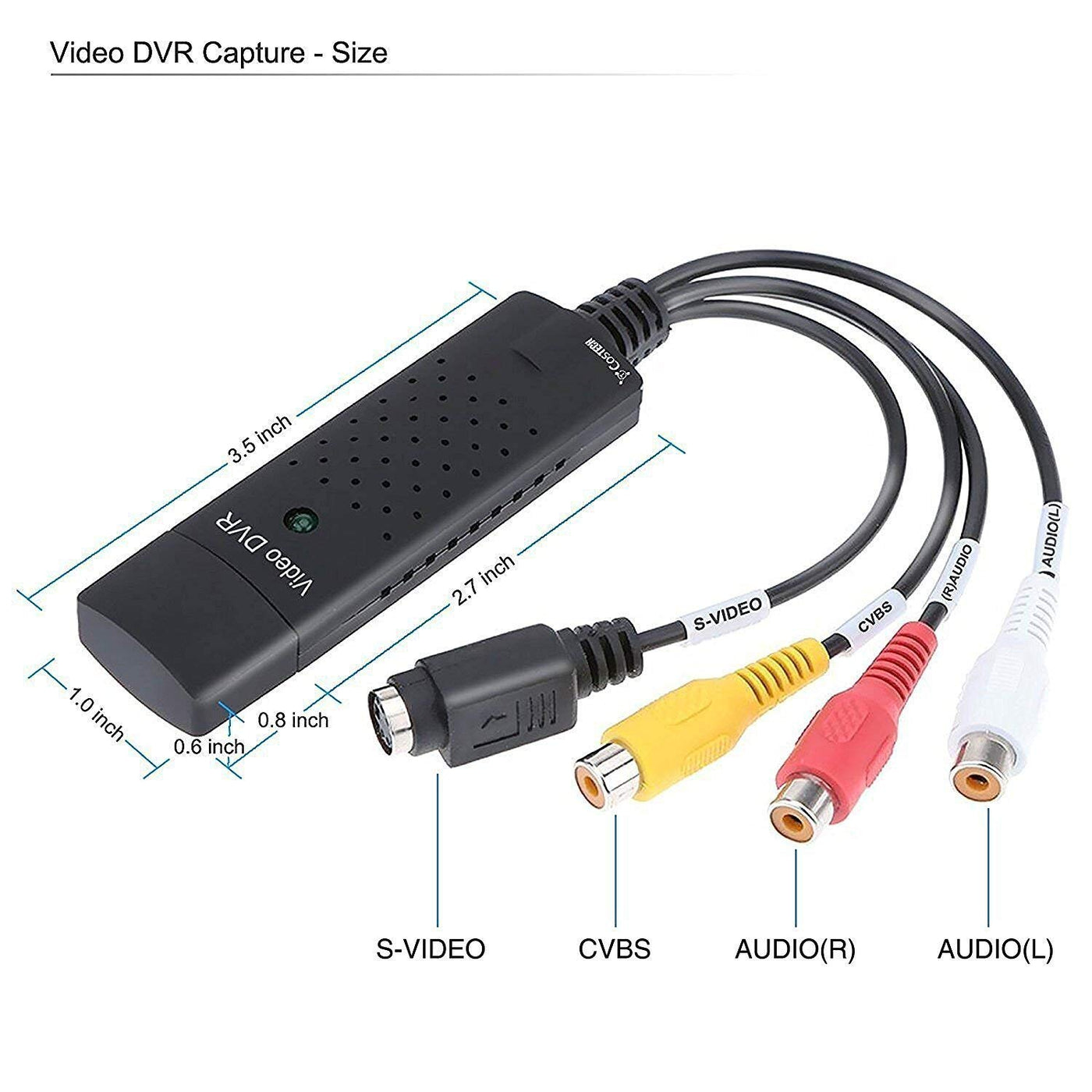 Rybozen USB 2.0 Audio Video Grabber Konverter-VHS Digitalisieren und bearbeiten Sie Videos von jeder analogen Quelle einschließlich VCR VHS DVD Video Rekorder für für Windows11/10/8/7/Mac