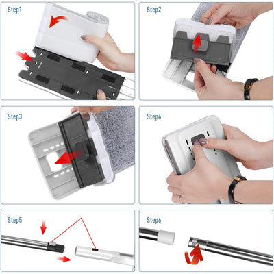 Masthome Wischmopp Set mit Eimer,Bodenwischer Set mit 10 Mikrofaser Pads und Langem Edelstahl Griff,Putzeimer mit Wischmop,Wischmopp mit Auswringfunktion für Alle Böden,Weiß
