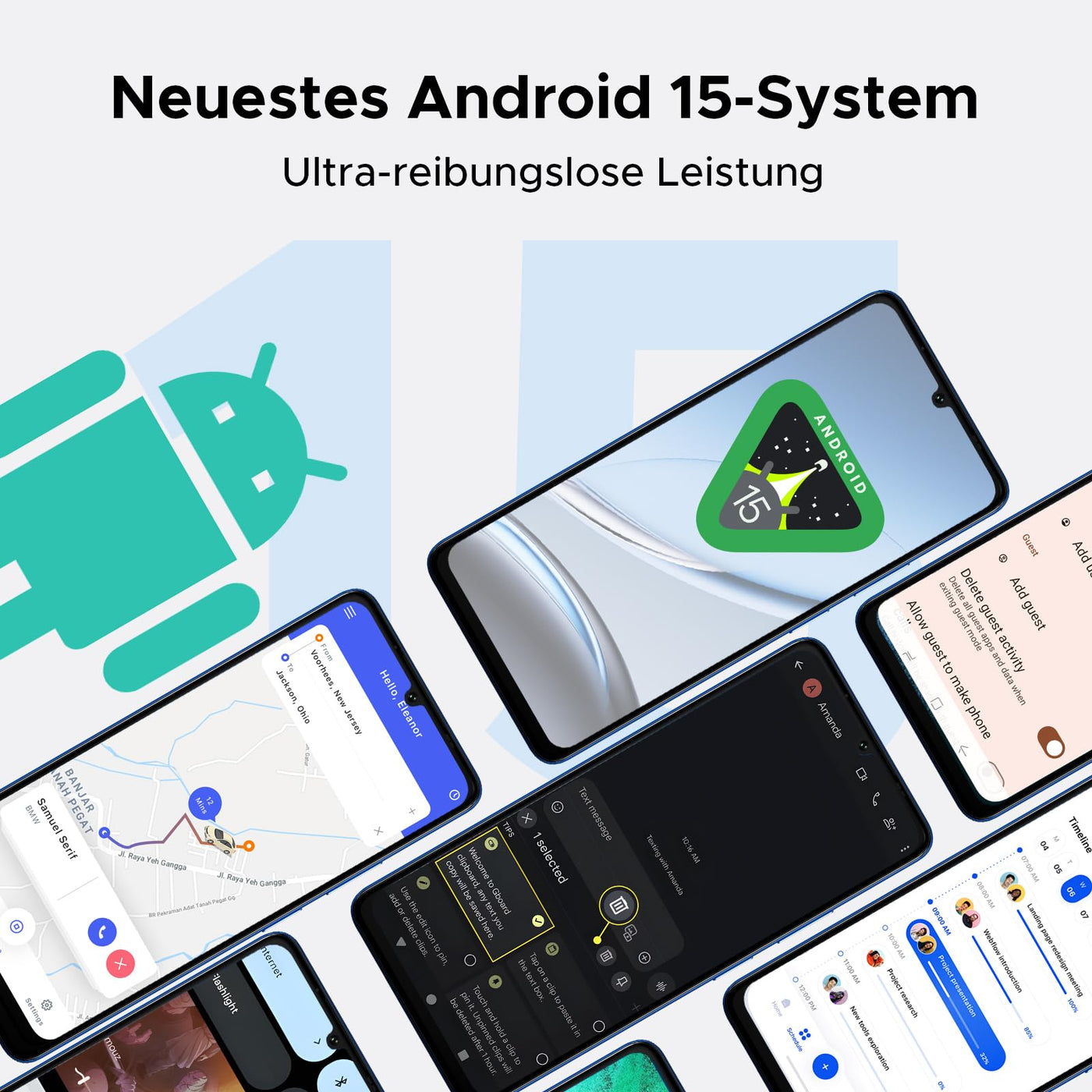DOOGEE Note 59 5G Smartphone Ohne Vertrag Android 15, 32GB+128GB/2TB TF, 6250mAh, 6.75" HD+ 120Hz, T8200 Octa Core Handy Günstig, 16MP+8MP, Dual SIM Simlockfreie Handys, OTG, GPS, Face ID/NFC