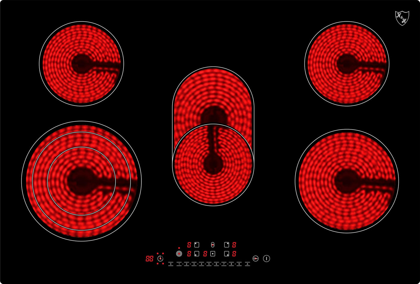 K&H 5 Zonen Glaskeramikkochfeld 77cm Elektro Autark Eingebaut NC-8608