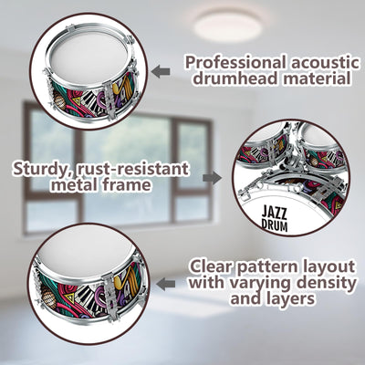 NUC Schlagzeug Kinder 7-teilig mit 2 Becken & Hocker - Trommel Set für Kinder ab 2, 3, 4, 5 Jahren - Musikinstrument, Leicht Aufzubauen & Platzsparend Geburtstag/Weihnachten