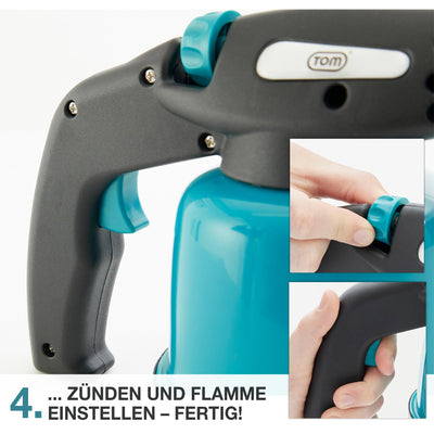 TOM Gas-Lötbrenner im Set – 1300°C – Lötlampe zum Weich- oder Hartlöten – Piezozündung – Bunsenbrenner Gasbrenner (Lötbrenner)