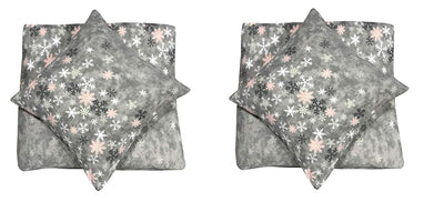 Leonado-Vicenti 4 TLG Winter Fleece Bettwäsche 135x200 Schneekristalle Grau flauschig kuschelig mit Reißverschluss