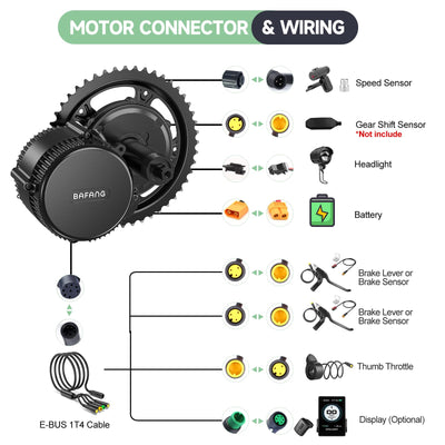 BAFANG Mittelmotor 250W 350W 500W BBS01B G340 Motor mit 36V Akku mit optionalem E-Bike Display Custom E-Bike Umbausätze für BB68mm Mountainbike