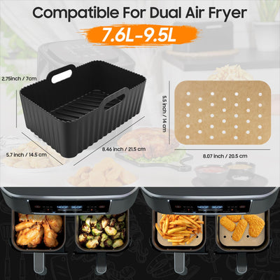 Heißluftfritteuse Zubehör | Airfryer Zubehör für Ninja Dual AF400EU & AF300EU & Tower T17088 | für Ninja Airfryer Zubehör | Air Fryer Accessories | Kompatibel für Ofen, Mikrowelle