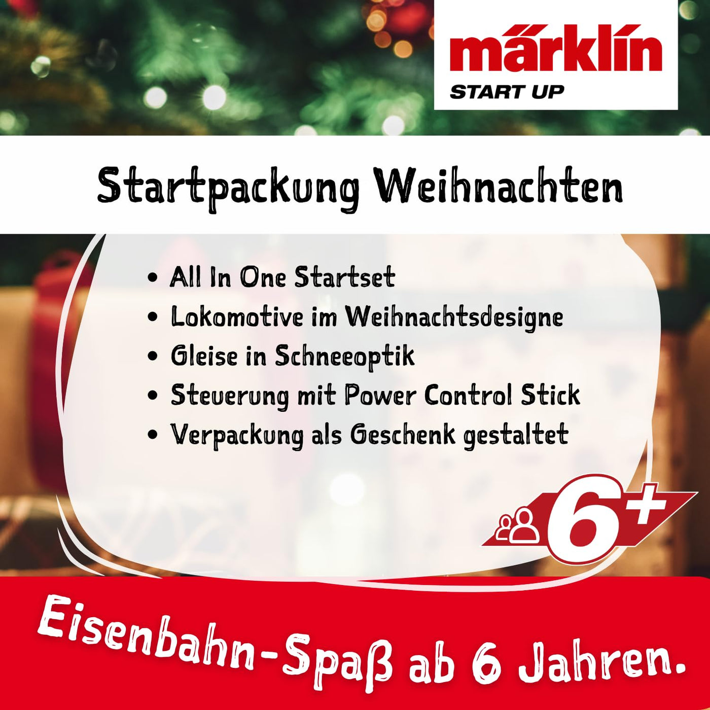 Märklin Start up 29124 - Startpackung Weihnachten mit Dampflok, Personenwagen und Güterwagen in weihnachtlicher Gestaltung, Spur H0, ab 6 Jahren - ideal für den Einstieg in die Modellbahnwelt