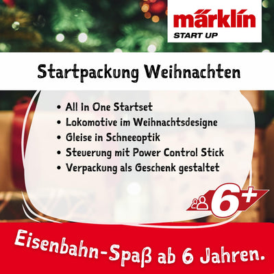 Märklin Start up 29124 - Startpackung Weihnachten mit Dampflok, Personenwagen und Güterwagen in weihnachtlicher Gestaltung, Spur H0, ab 6 Jahren - ideal für den Einstieg in die Modellbahnwelt