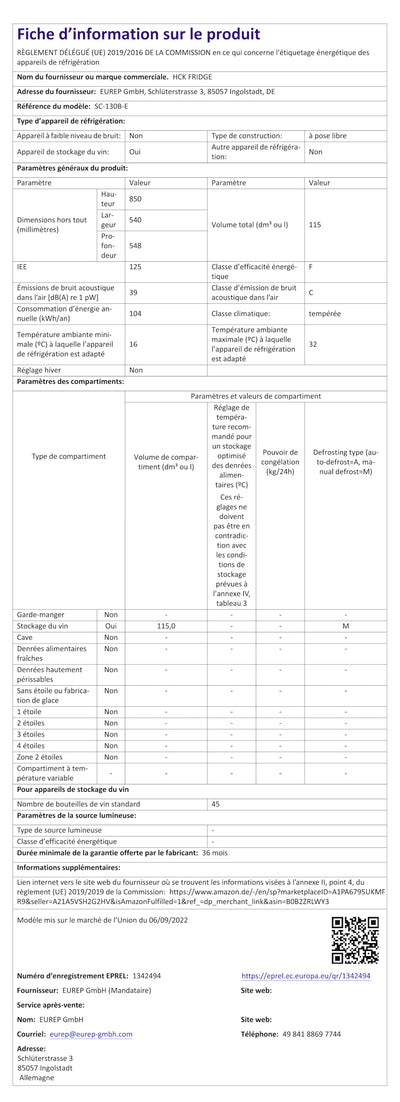 HCK 115 Liter Weinkühlschrank für 48 Flaschen, 4-22°C Weinkühlschränke Flaschenkühlschrank, Getränkekühlschrank mit Glastür, Geräuscharmer Weinschrank, Frostfreie Glastür, Vollglas-Touchpanel, Schwarz