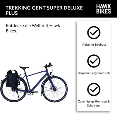HAWK Trekking Gent Super Deluxe Plus Fahrrad Herren inkl. Tasche I Trekkingrad mit Gates Riemenantrieb & 8-Gang Nabenschaltung I Allrounder