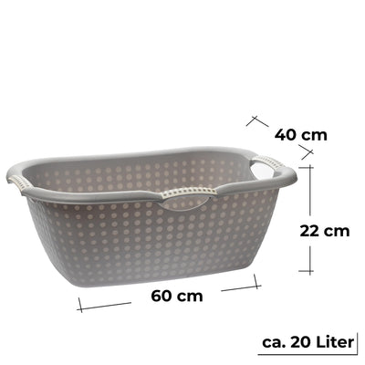 Sustania Wäschewanne, 3er Set - Große und stabile Wäschekörbe mit Griffen, Grau- Ideal für einfache Handhabung und Transport von Wäsche