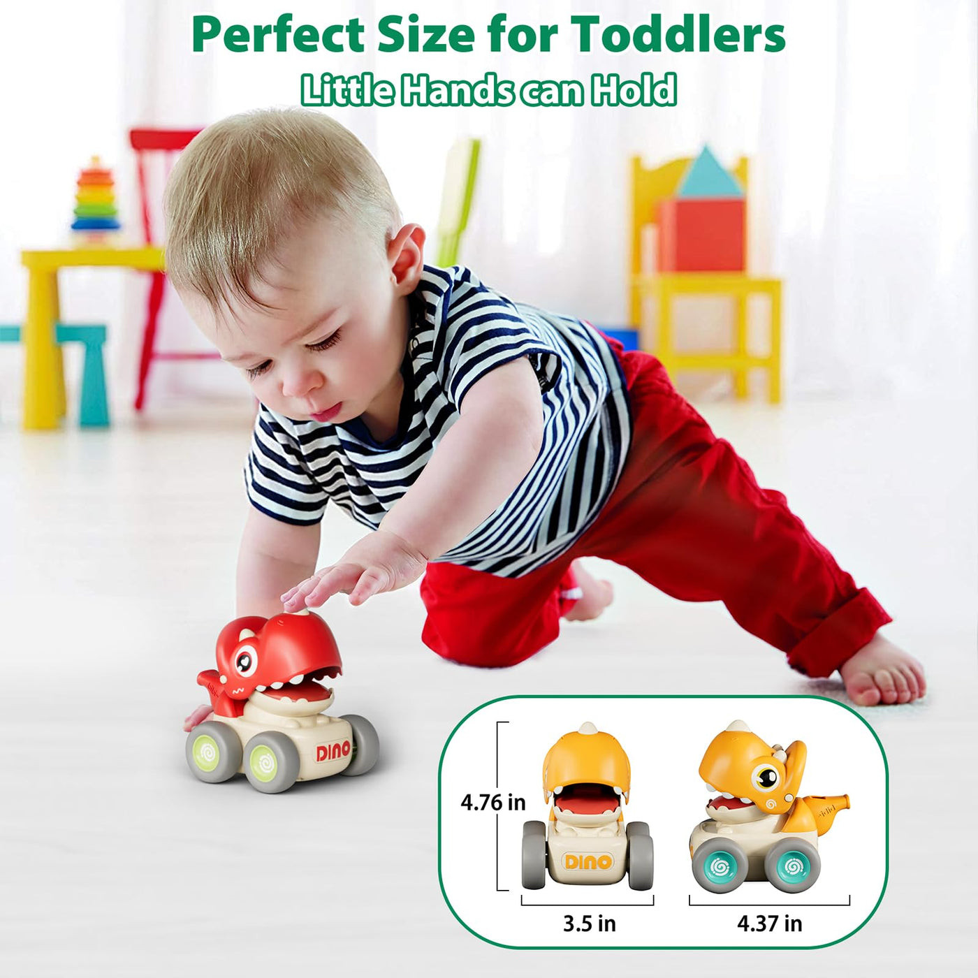 MOONTOY Spielzeugautos ab 1 Jahr, Press and Go Auto für Kleinkinder ab 1 2 3 Jahren, 3 Stück Dinosaurier Baby Auto Spielzeug ab 1 Jahr Jungen, Großartig Geschenk für Kinder ab 12 18 Monaten