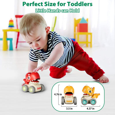 MOONTOY Spielzeugautos ab 1 Jahr, Press and Go Auto für Kleinkinder ab 1 2 3 Jahren, 3 Stück Dinosaurier Baby Auto Spielzeug ab 1 Jahr Jungen, Großartig Geschenk für Kinder ab 12 18 Monaten