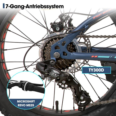 HILAND 20 Zoll Kinder Mountainbike, 7 Gang Fat Tires Mountainbike, Double Scheibenbremsen Kinder Fahrrad für Jungen Mädchen, Blau