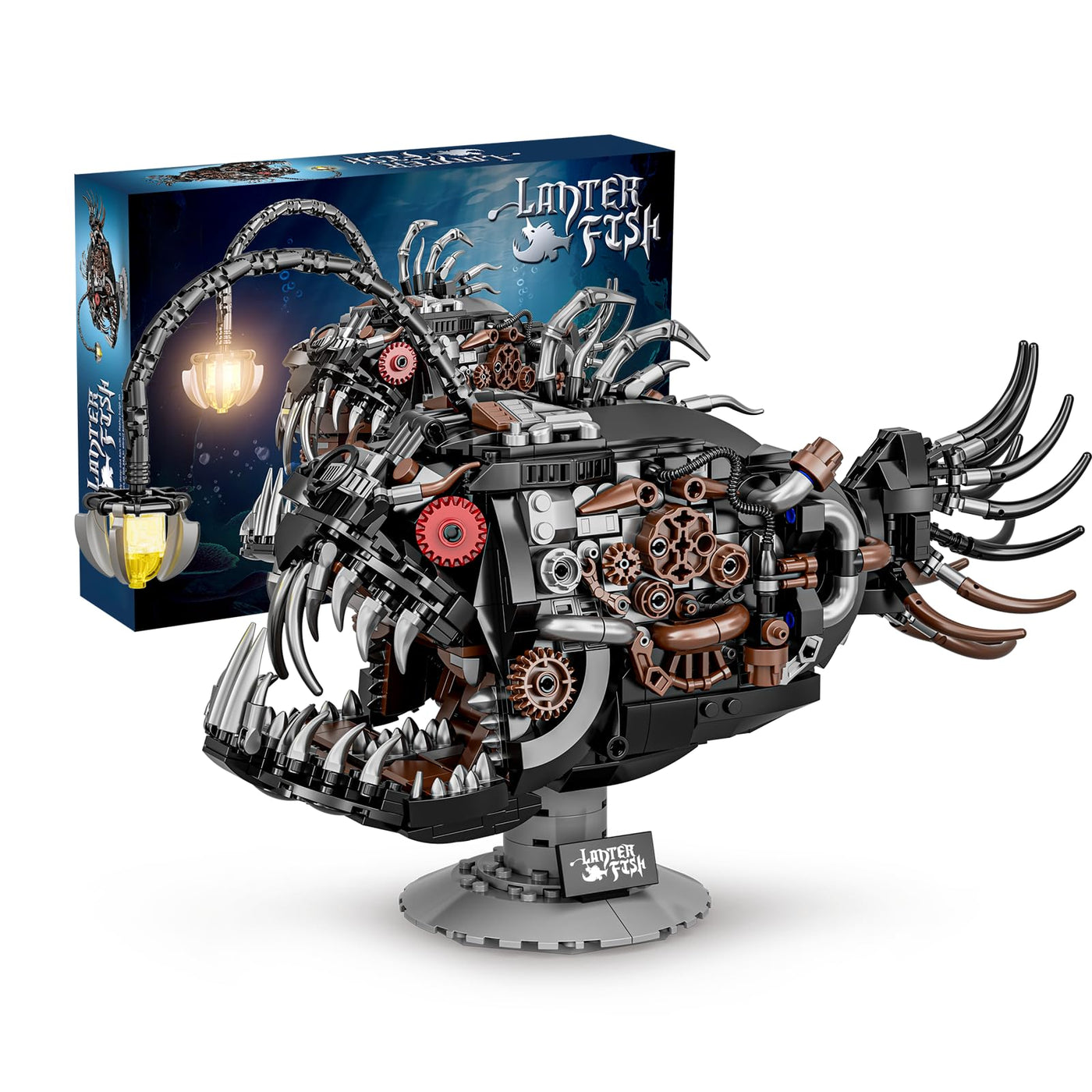 Mechanical Laternenfisch Klemmbausteine Bausteinen.Kompatibel Mit Lego Tier Lantern Fish – STEM Perfekte Ozean-Moc Deko für Zuhause/Büro. Geschenk für Kinder und Erwachsene ab 8-16 1038PCS
