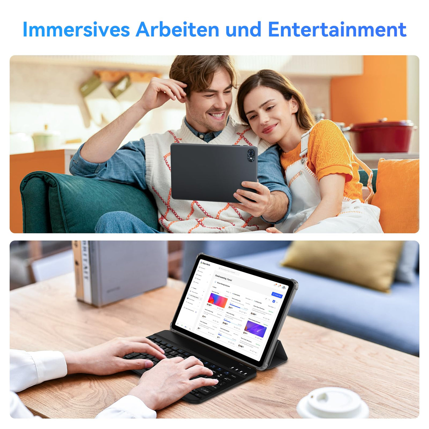 TABWEE T80 Android 15 Tablet mit Tastatur - 18GB RAM+128GB ROM (2TB TF), Tablet 10 Zoll, 6000mAh, 5MP+2MP, Gemini AI, 5G WiFi, GPS, Face ID (2 Jahre Garantie)