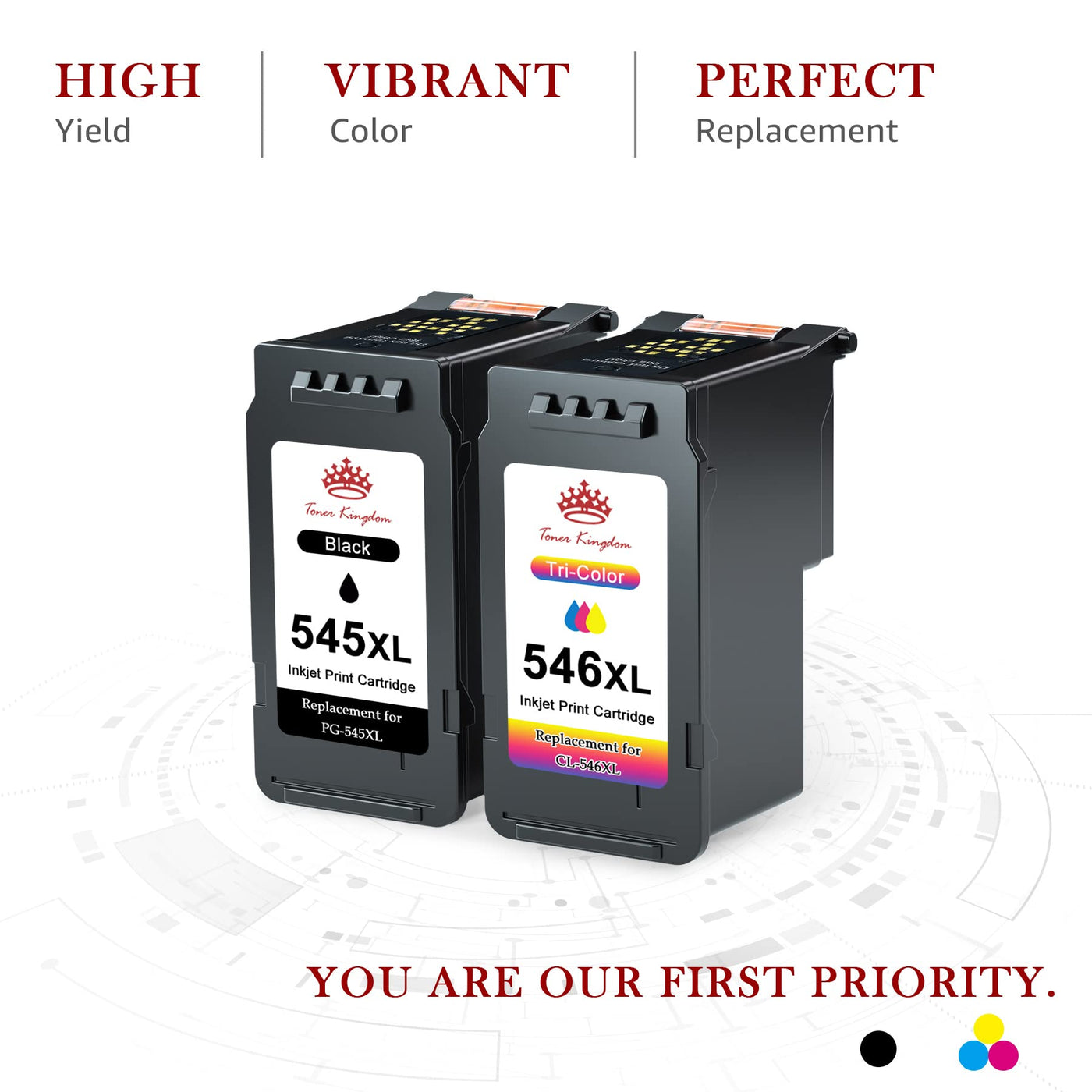 Toner Kingdom PG-545XL CL-546XL Kompatibel für Canon Druckerpatronen 545 546 XL für Canon TS3450 Tintenpatronen für Pixma TS3350 TS3150 TS3351 TS3452 TR4550 TR4551 TR4650 MX495 Tinte (Schwarz, Farbe)