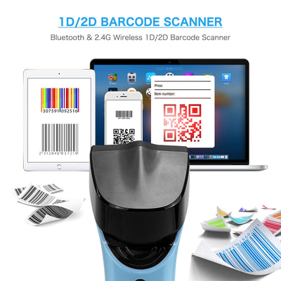 NETUM Bluetooth Wireless 2D Barcode Scanner Automatischer, freihändiger Barcodeleser mit Ladestation und integriertem Speicher, schnelles und präzises Scannen, Übertragungen bis zu 50 Meter - DS7500