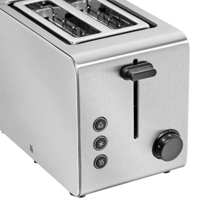 WMF Stelio Toaster 2 Scheiben Edelstahl, Doppelschlitz Toaster mit Brötchenaufsatz, Bagel-Funktion, 7 Bräunungsstufen, 900 W, Toaster edelstahl matt