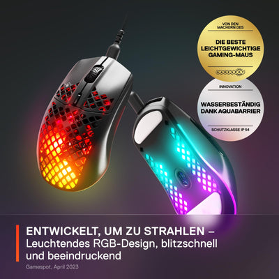 SteelSeries Aerox 3 - Superleichte Gaming-Maus - Optischer TrueMove Core Sensor mit 8.500 CPI - Ultraleichtes, wasserfestes Design - Schwarz