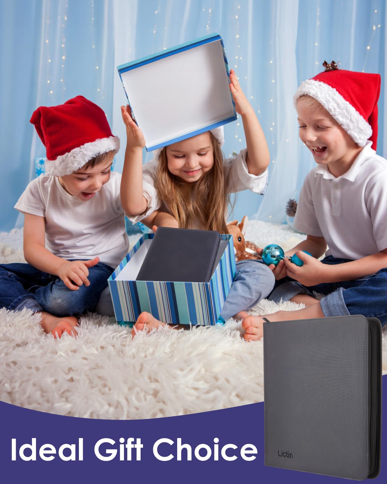 Lictin Sammelkarten Album, 12 Fächer Sammelkarten Hüllen, 576 Pockets Sammelalbum Karten, Sammelkarten Box mit Seitenöffnung, Karten Sammelmappe für Spielkarten zum sammeln und tauschen Schwarz