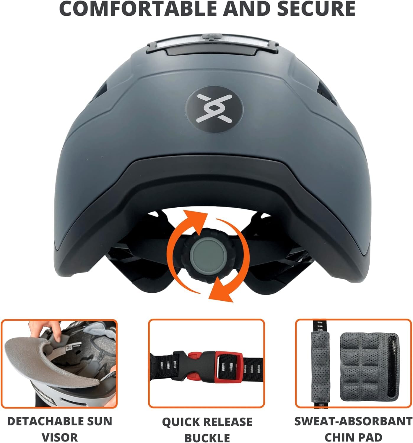 Allround Helm mit LED Beleuchtung: Fahrradhelm mit integriertem Licht: anpassbar, belüftet, leicht | Cityhelm für Herren + Damen: sicher im Stadtverkehr, E-Bike, MTB, Scooter, Skateboard, Roller