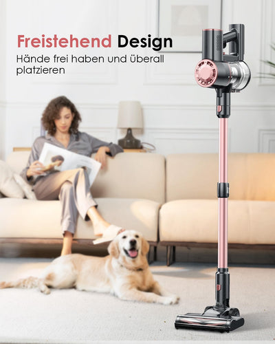 Vexilar Akku Staubsauger 45000Pa/ 50Mins/ 450W, 6-in-1 Staubsauger Kabellos Selbststehend, Akkustaubsauger mit LED Touchscreen, Klein und Leicht für Hartböden Teppiche Tierhaare