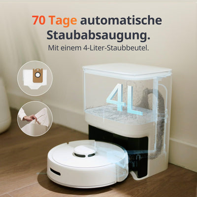 SwitchBot K10+ Staubsauger Roboter - Saugroboter mit Absaugstation für 70 Tage Reinigung, LiDAR-Navigation, Smarte Kartierung, 48dB Ultraleise, 150Mins Max, kompatibel mit Alexa, 2.4G WiFi-Verbindung