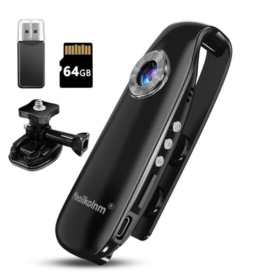 Mini Body Kamera mit Audio- und Videoaufnahme 1080P 64GB Bewegungserkennung Videorecorder Tragbarer POV Camcorder mit magnetischer Tasche Tragbarer DV für Radfahren, Haustiere, Wandern, Travaling