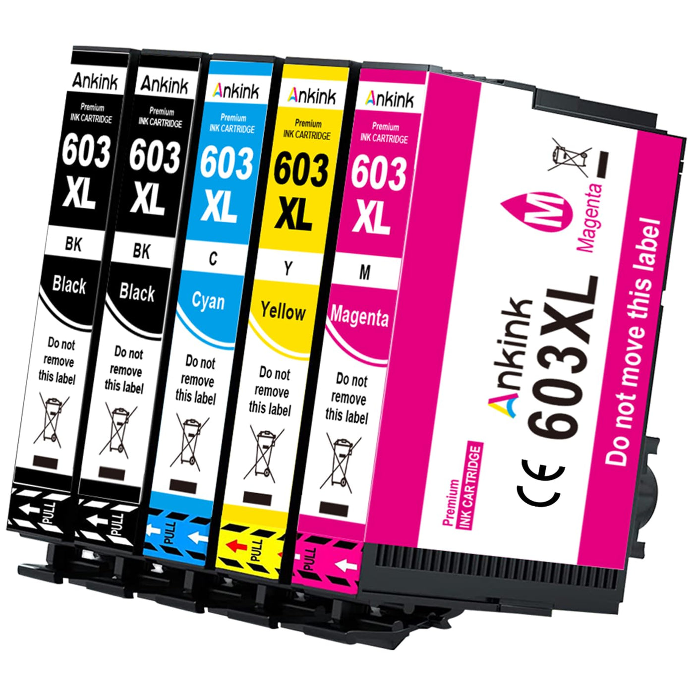ANKINK Kompatibel Tintenpatrone Druckerpatronen als Ersatz für Epson 603XL für Patrone 603 XL für WF-2820DWF WF-2830DWF WF-2840DWF XP-2100 XP-2150 XP-3100 XP-3150 XP-4100 XP-4150, Schwarz Farbe 5 Pack