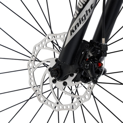 Mountainbike für Herren und Damen, 24-Gang, Hochwertiger Kohlenstoffstahlrahmen, Duale Scheibenbremsen, Federungsgabel, Mechanische Scheibenbremsen, Einstellbarer Daumenschalter